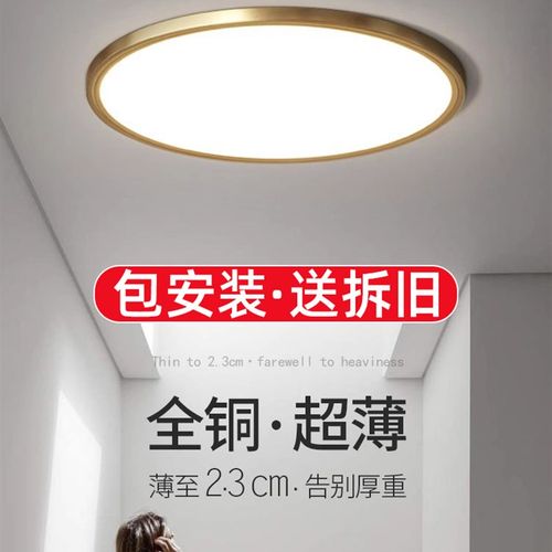 2023新款超薄全铜吸顶灯led超亮防蚊虫防潮三色遥控阳台卧室灯具