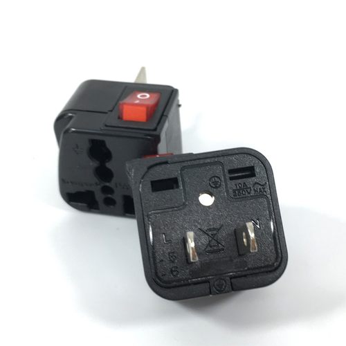 稳不落转换插头WSA-16两脚三脚转万能孔插座带开关英标三圆转换器