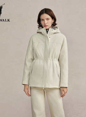 POLOWALK连帽羽绒服女2025冬季新款保罗女装气质收腰显瘦保暖外套