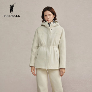 POLOWALK连帽羽绒服女2025冬季新款保罗女装气质收腰显瘦保暖外套
