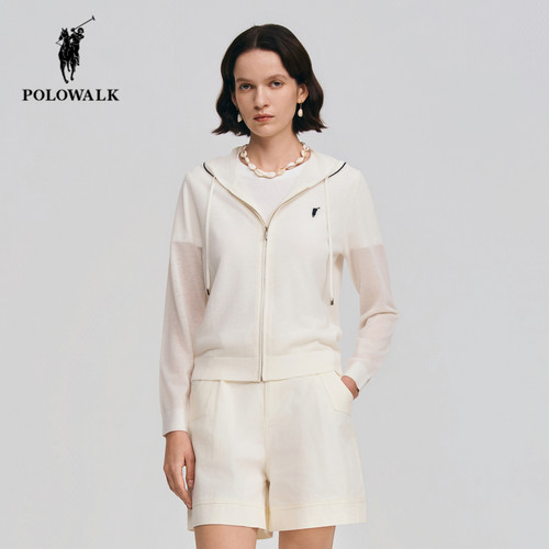 POLOWALK春季新品连帽长袖针织衫