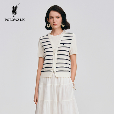 POLOWALK春季新品假两件针织短袖