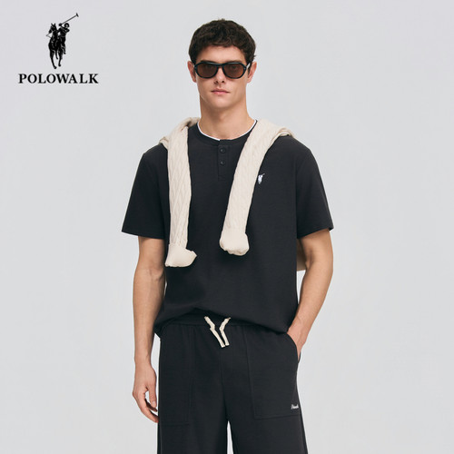 POLOWALK夏季新品圆领短袖T恤男