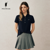 polo衫 女夏季 新款 POLOWALK五粒扣短袖 保罗女装 百搭气质翻领T恤女