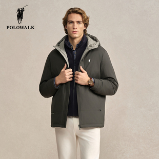 POLOWALK男士两面穿羽绒服25秋冬新款保罗男装90鹅绒连帽保暖外套