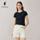 撞色领修身 POLOWALK圆领短袖 上衣 保罗女装 休闲时尚 T恤女夏季 新款