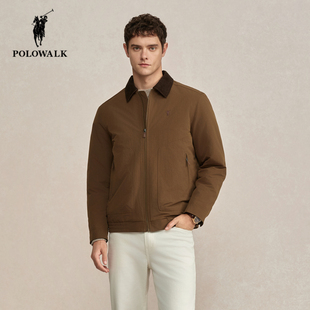 【90鹅绒】POLOWALK男士羽绒服2025冬季新款保罗男装撞色翻领外套
