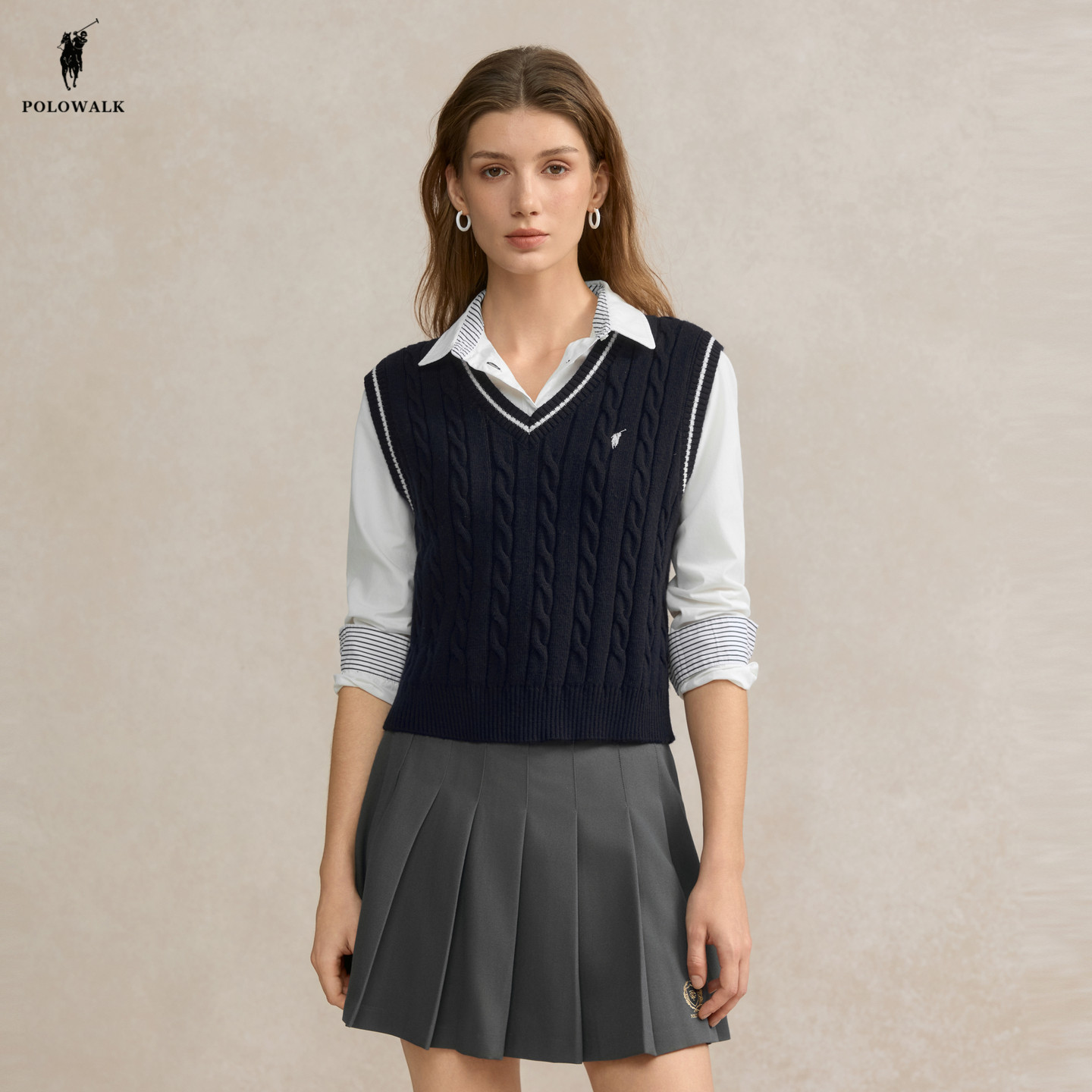 POLOWALK针织马甲女25秋季新款保罗女装时尚休闲保暖毛衣背心外套,女装/女士精品,毛针织衫,淘宝优惠券,粉丝福利购,淘宝优惠卷