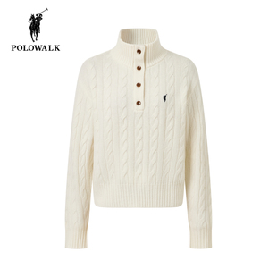 POLOWALK羊毛衫女2025冬季新款保罗女装时尚百搭通勤保暖高领毛衣