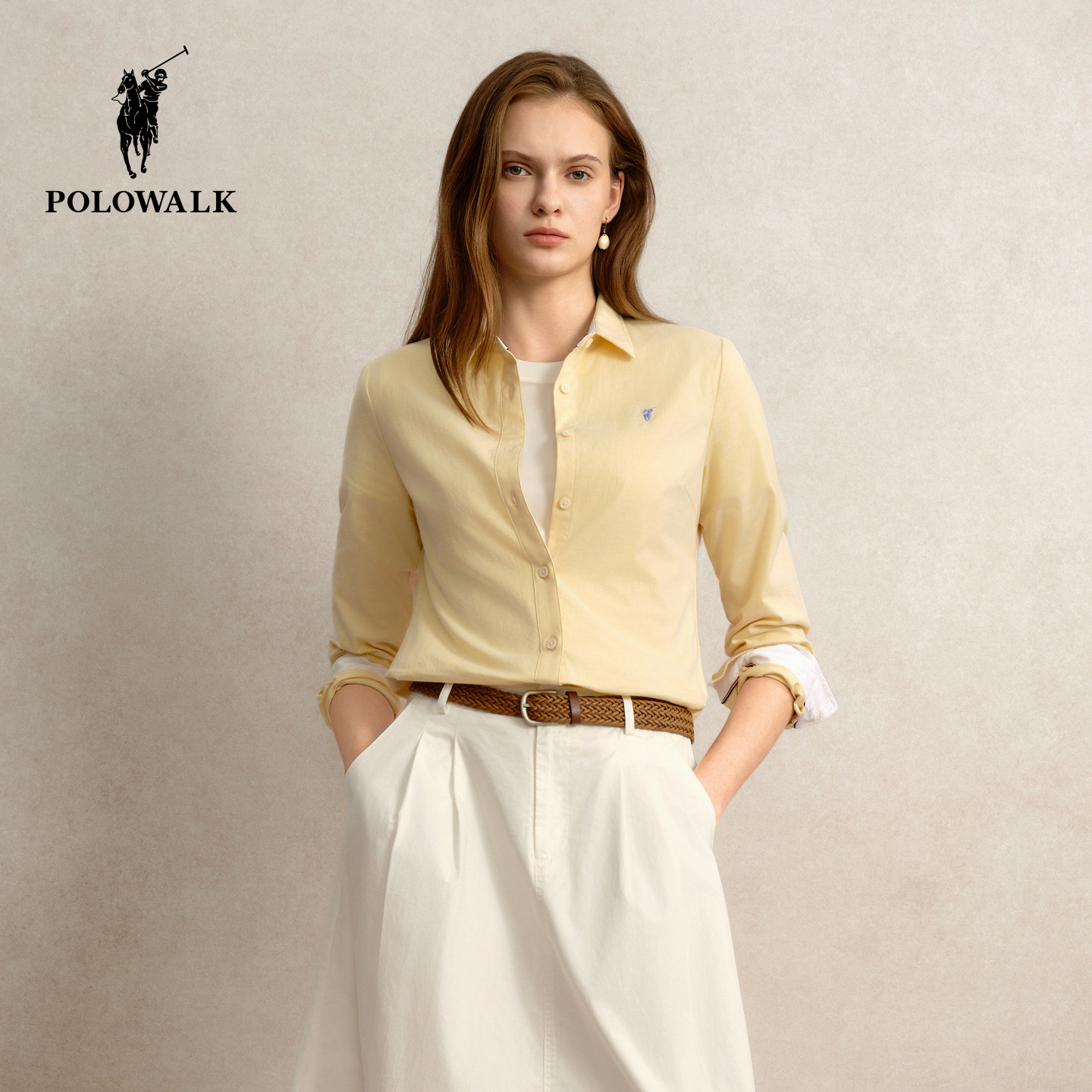 POLOWALK秋季新品翻领长袖衬衫女图片