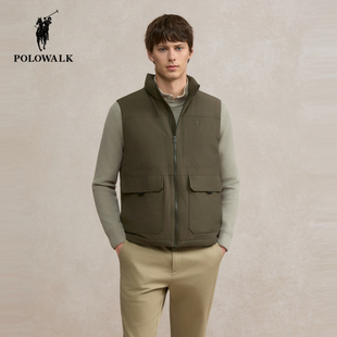 POLOWALK男士立领羽绒马甲2025冬季新款保罗男装运动休闲百搭背心