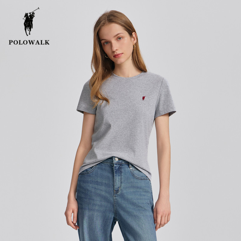 POLOWALK夏季新品圆领短袖T恤女图片