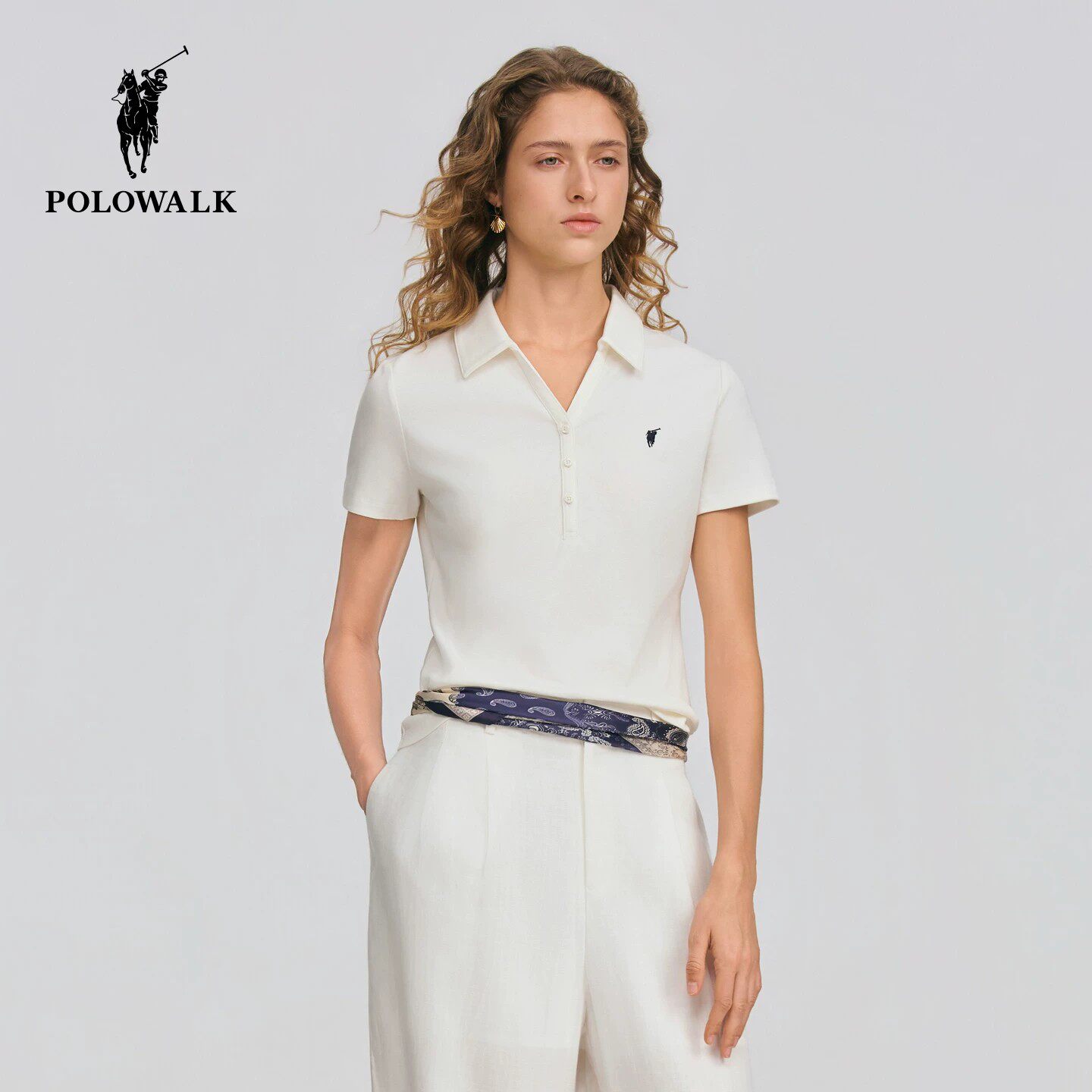 POLOWALK夏季新品纯色短袖T恤女