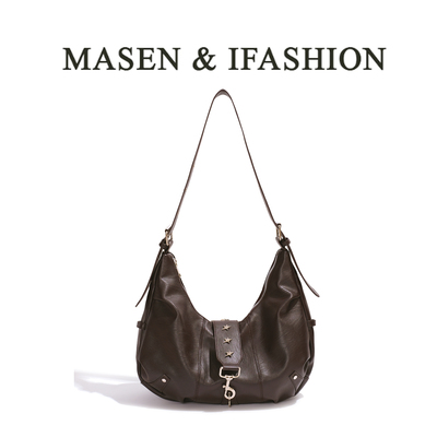 复古机车皮质大容量通勤托特包