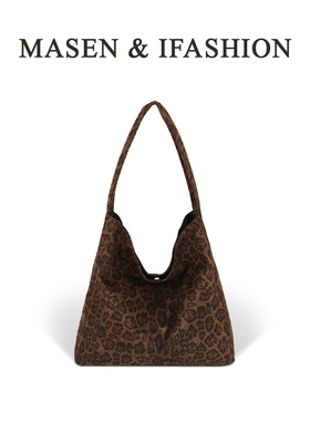 2025新款时尚豹纹单肩包女高级感小众设计手提包大容量通勤托特包