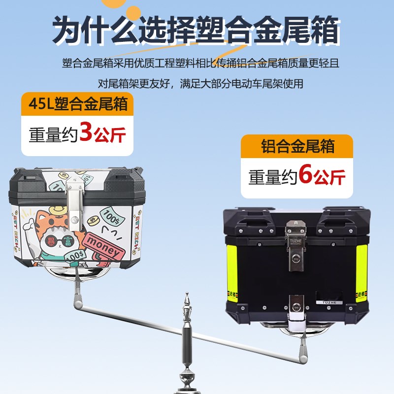 电动车45升57大容量苍穹摩托车储物箱九号nz外卖箱后备箱mz后尾箱