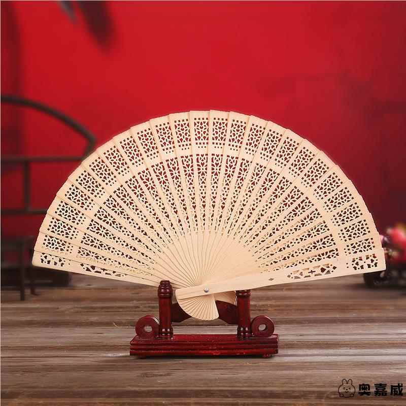 8寸香木扇子中国风礼品檀香扇C镂空扇全木扇舞蹈折扇高档折扇