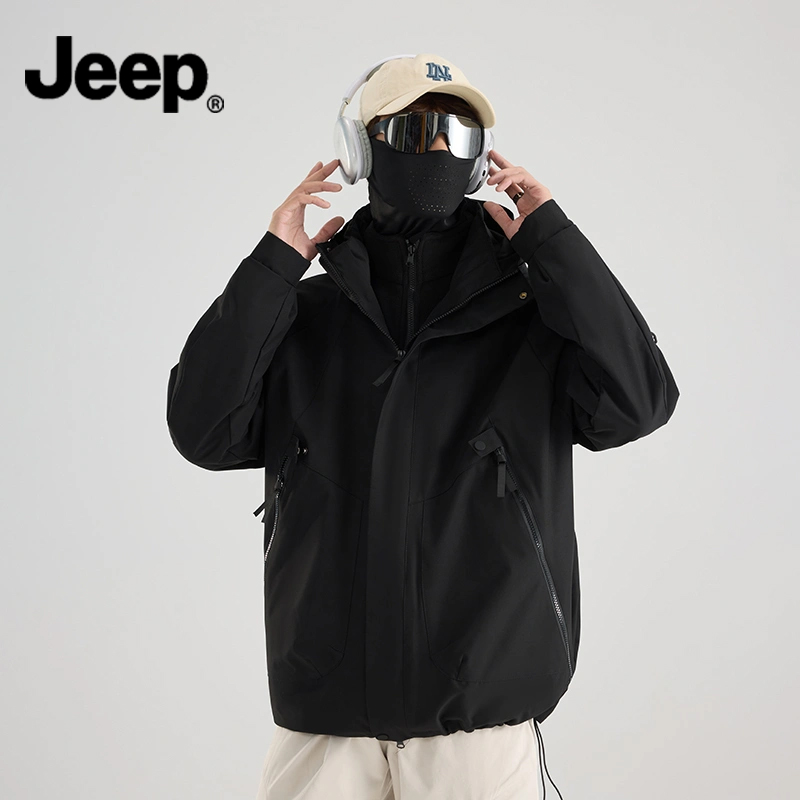 JEEP/吉普冲锋衣男女秋冬季外套防水防风加厚保暖徒步登山三合一