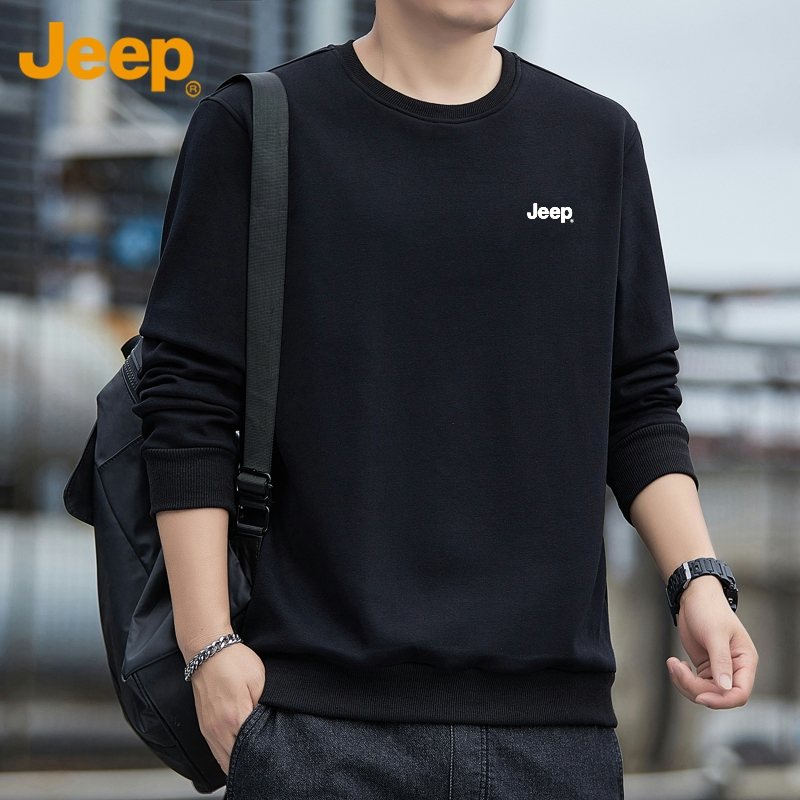 JEEP/吉普圆领卫衣男士秋冬新款长袖打底衫套头休闲运动美式上衣