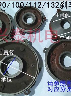 2门电J刹车盘盖13电机0E端制端Y后J盖Y配件E-电机刹车电机动磁盖8