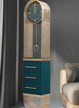 客厅落地钟角柜边立家用钟摆件现代座钟轻奢电视柜时尚个性时钟旁