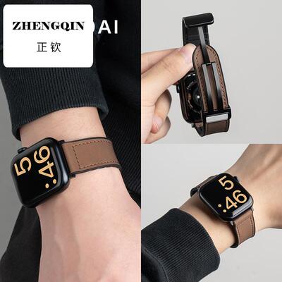 匠戴适用苹果S10表带男iwatch9手表女applewatch8疯马S9春夏S8新