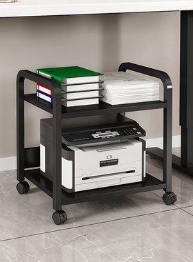 36款全黑色桌下打印机r置物架文件收纳架主机托架收银台银行储物