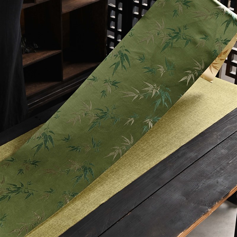 竹叶麻纹a组合长茶席桌旗桌布布艺手工中式复古轻奢家用茶室可定
