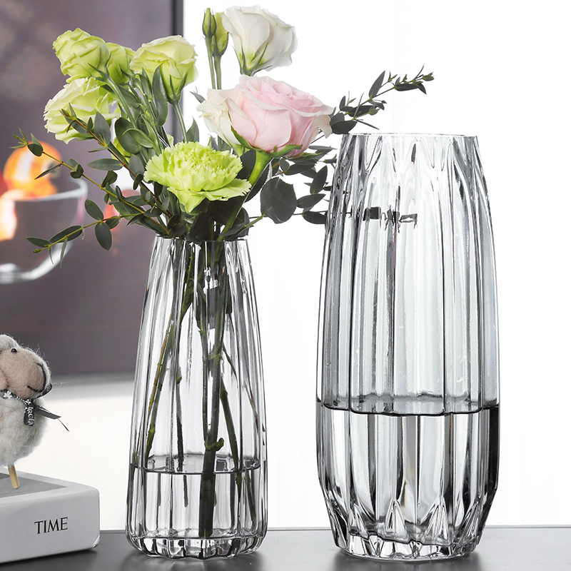 北欧玻璃透明g花瓶大摆件客厅插花创意简约水培鲜花百合家居装饰