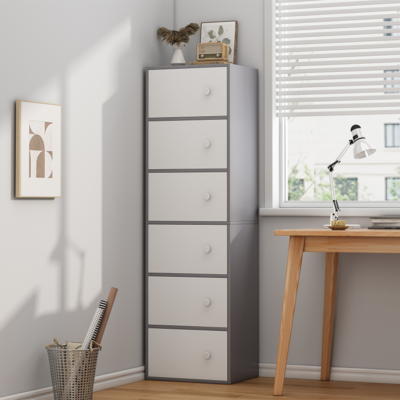 五斗柜书架置物架落地简易家用多层F收纳柜储物柜靠墙带门防尘书