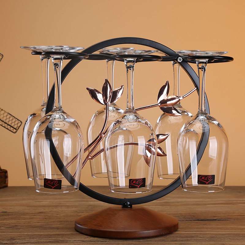 创意实木a红酒架摆件欧式高脚杯架子悬挂倒挂红酒杯架葡萄装饰家