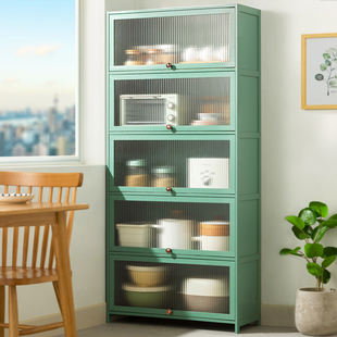 带门厨房置d物架落地多层收纳架锅具电器储物柜多功能防尘碗橱柜