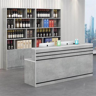 现代简约吧台柜酒柜一体转角落地组柜G商用店铺小型前台柜台收银