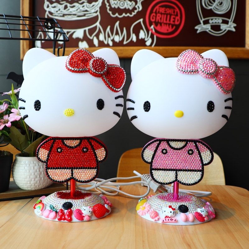 创意家居台灯贴钻KT小夜灯卡y通DIY卧室床头灯新生儿哺乳灯护眼灯