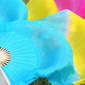 子扇加长扇子肚皮舞色彩火渐变广场舞三扇子绸长焰扇 真丝舞蹈扇