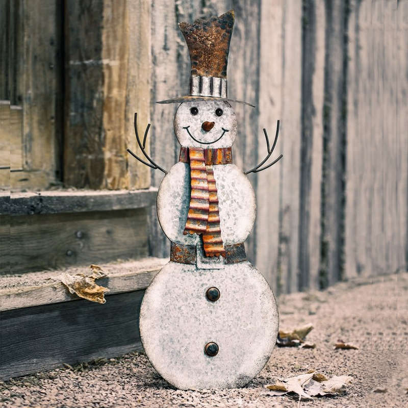 铁艺雪人摆e件耶诞园艺仿锈色做旧装饰品造景庭院花园阳台可爱饰