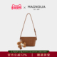 MAGNOLIA曼歌妮秋季 新款 编织斜挎包女黑色皮质小众高级感单肩包