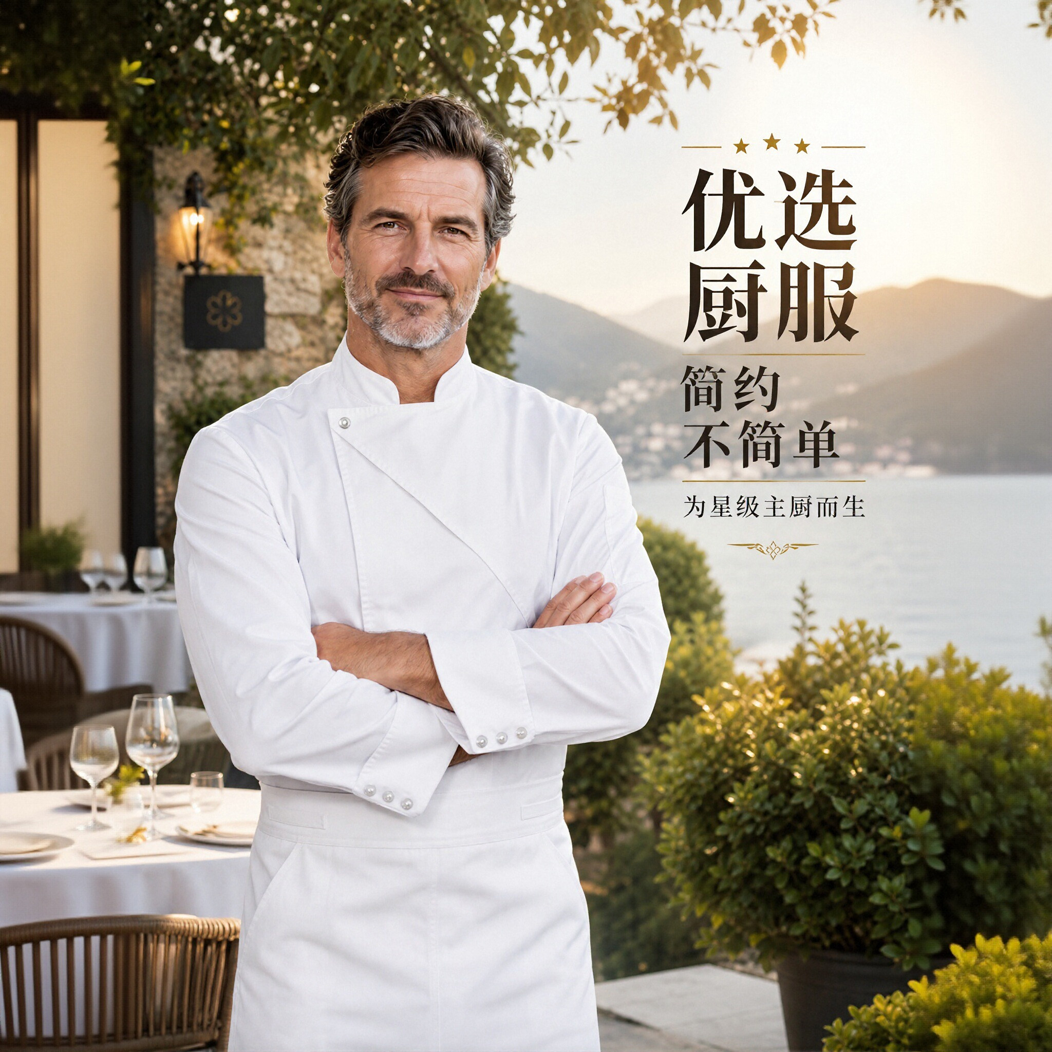 浙衣依高端透气立领厨师服