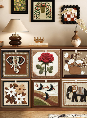 中古风折叠收纳箱卡莱克格子柜收纳盒抽屉式储物整理盒布艺收纳筐