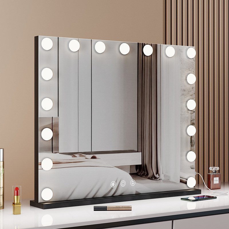 化妆镜带灯泡大号l台式影楼工作室梳妆美妆镜高清化妆师专业镜子