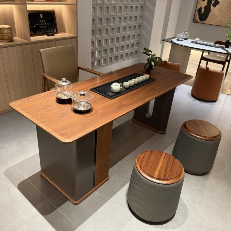 新中式茶台实木泡茶桌2025新款高E端黑胡桃木泡茶台轻奢现代高级
