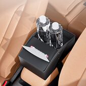感高级置物多功能上收纳盒扶手箱皮革车载抽纸盒水杯架纸巾盒车内
