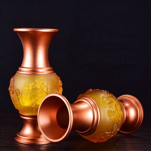 仿宝佛具花瓶供佛插花瓶琉璃瓶仿奉神贡琉璃莲花玻璃瓶观音子莲花