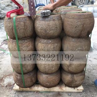 麻青石墩实心空心石石石墩柱础顶子柱面底座柱鼓做旧装饰柱仿古