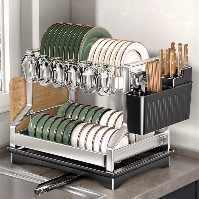 不锈钢碗架沥水架厨房多功能置物架台面放碗筷碗盘碗碟.收纳架碗