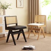 风椅凳椅实木餐椅酒店妆软包妆梳椅家用北欧藤编民宿椅子网红奶油