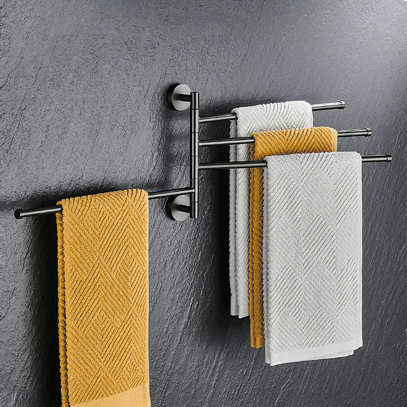 枪灰色全铜活动毛巾杆卫生间免打孔可旋转多杆R折叠摇摆毛巾置物,家装主材,毛巾杆/毛巾挂,淘宝优惠券,粉丝福利购,淘宝优惠卷