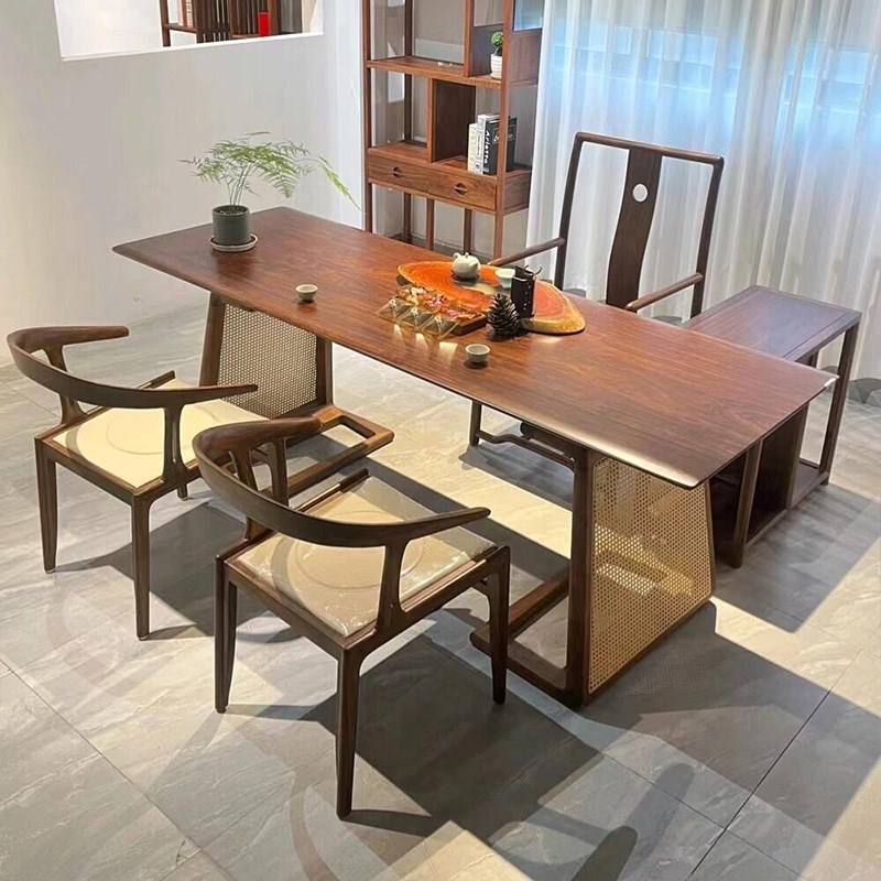 新中式茶桌2025o新款高端胡桃木家用阳台茶桌茶室功夫泡茶台