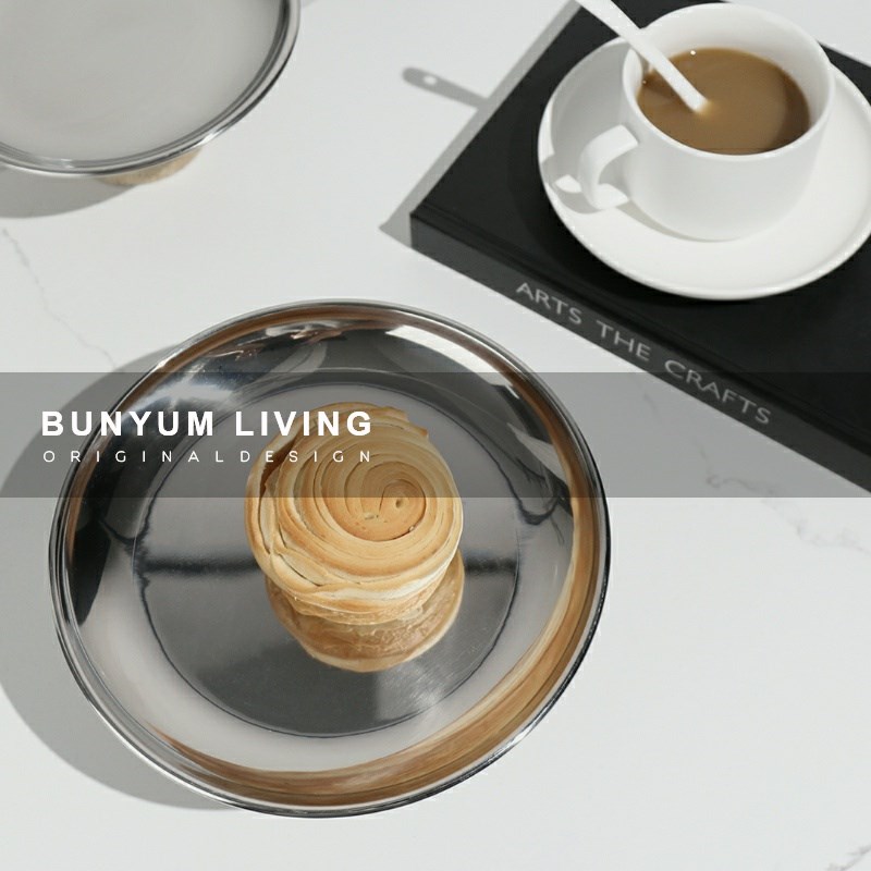 现代轻奢不锈钢托盘果盘家用摆件点E心盘餐桌茶几客厅家居软装饰