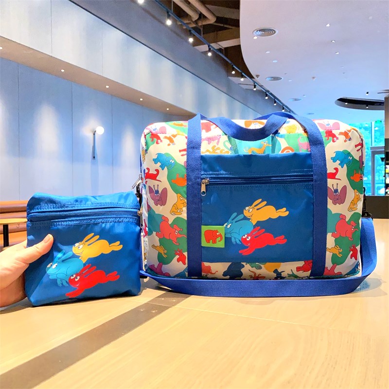 日系卡通巴巴爸爸大容p量行李包便携短途旅行袋可折叠衣物收纳包